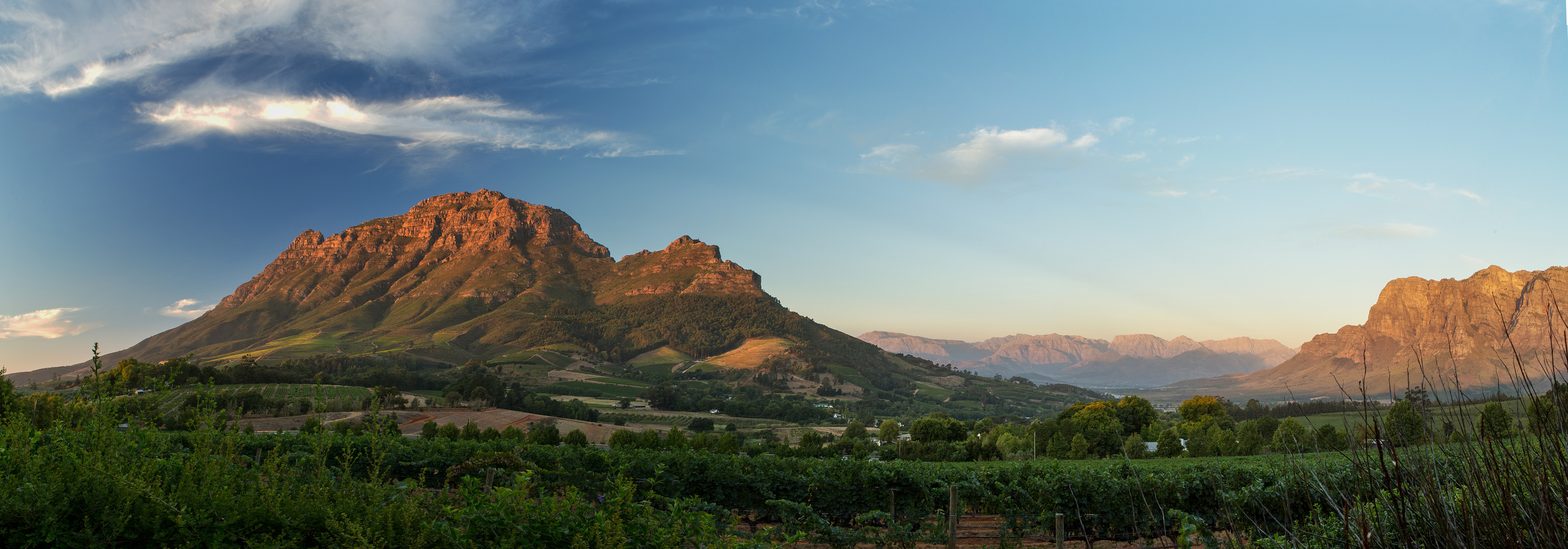 Sunset over the Simonsberg from Delaire Graff Estate