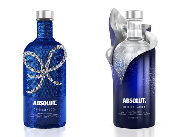 Absolut Vodka Limited Edition 750 ml Bottle Cover Blue and Silver Sequins 2018 Absolut Vodka Limited Edition 750 ml Bottle Cover Blue and Silver Sequins 2018